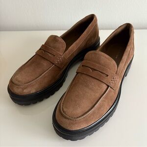 Reformation Agathea Chunky Loafers in Farro Suede